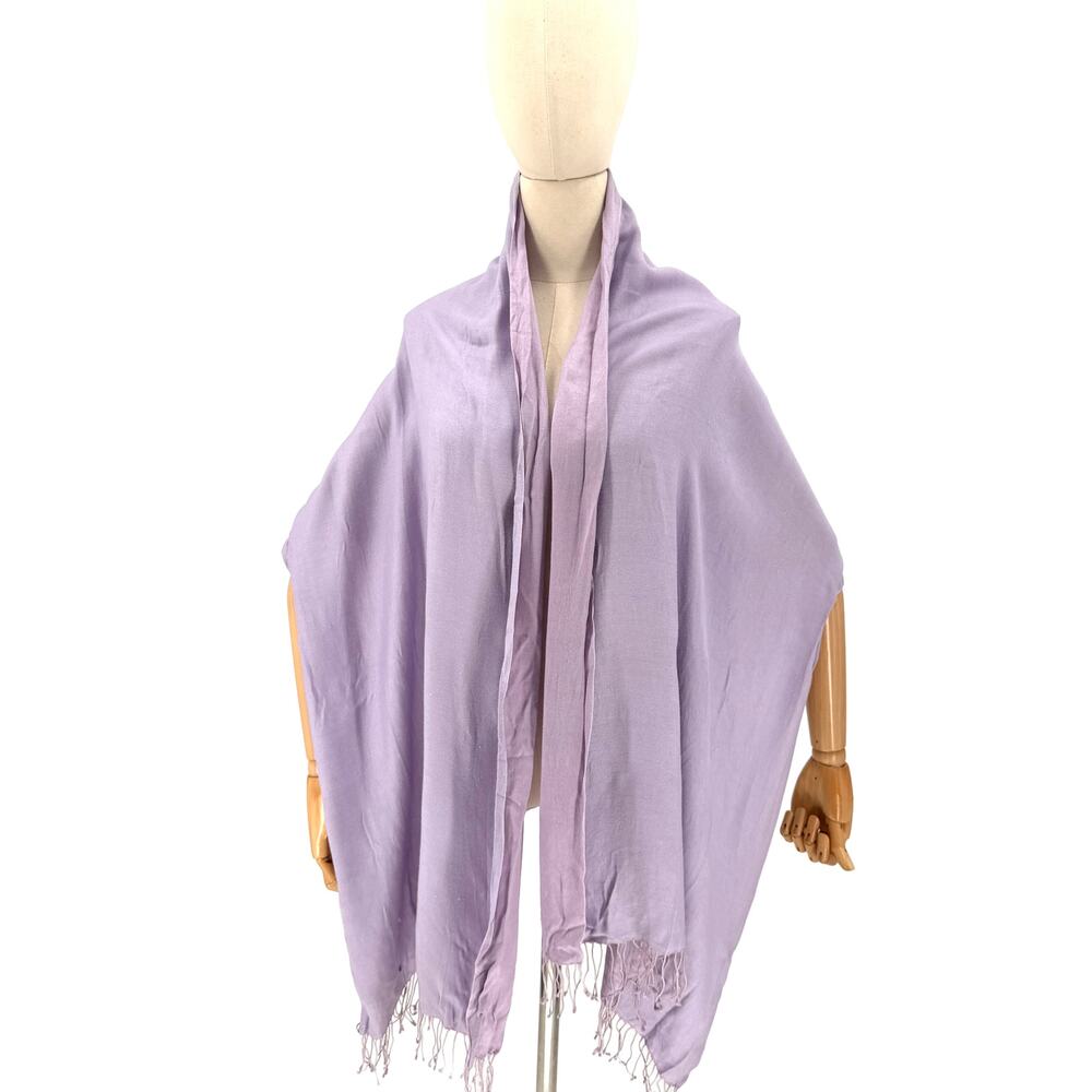 Vintage Y2K Kenneth Cole Lavender Silk Rayon Fringe Wrap Scarf